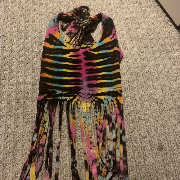 EARTHBOUND Multicolor Tie-Dye Fringe Tank Top - Picture 1 of 2